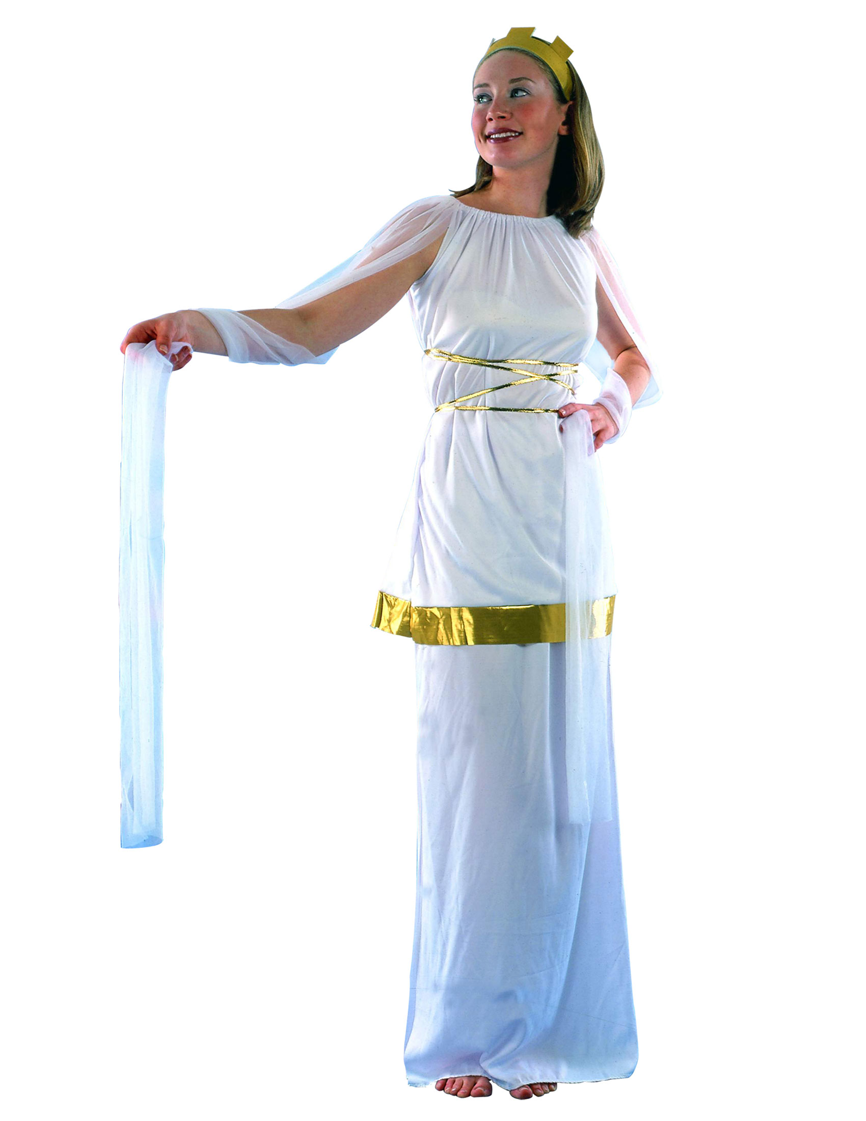 Robe De Déesse Grecque Blanche Et Or Pour Adulte